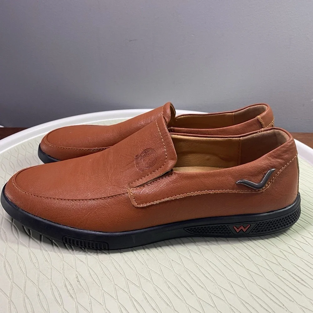 CLOHOO Men's Top Leather‎ Red/Brown Shoes Sz.US 8.5. 260. NWOB